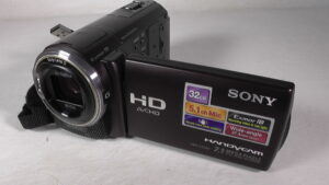 Filmadora sony hdr-cx360 Câmera de vídeo usada com bateria de longa duração para filmar eventos inteiros sem interrupção.